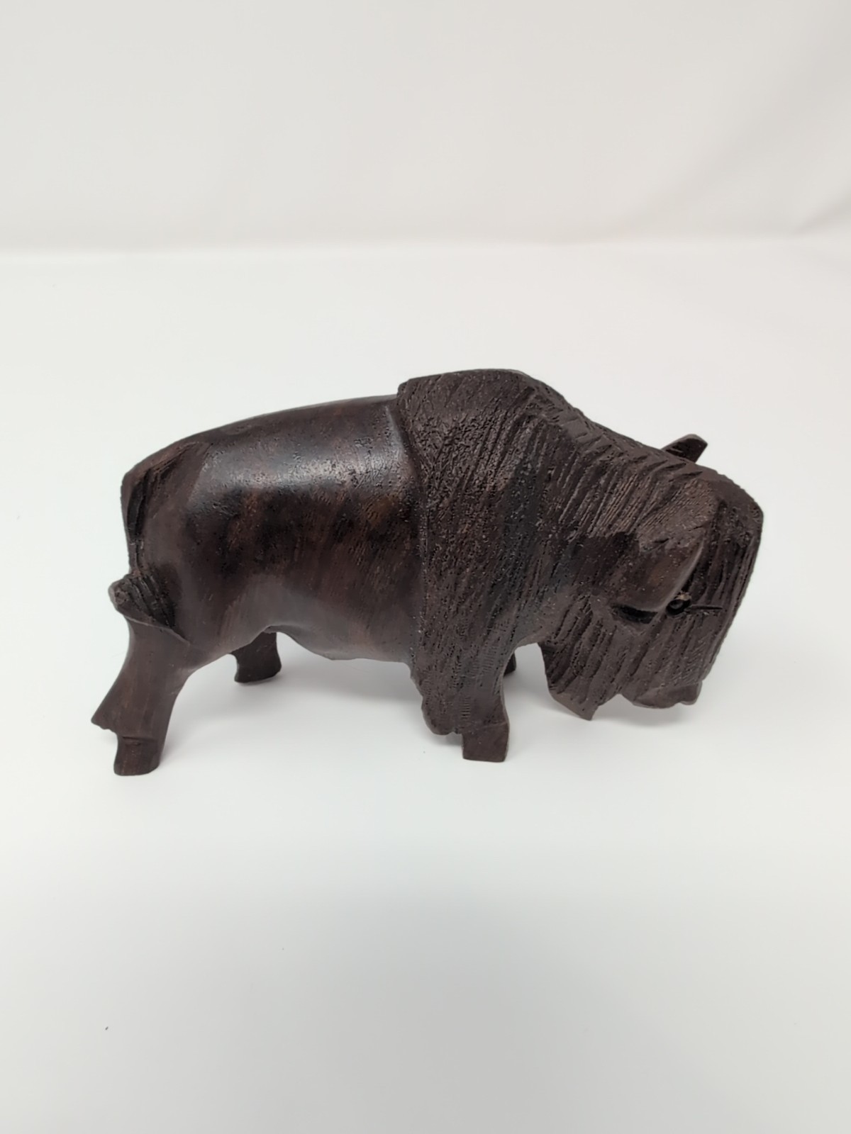 Hand Carved Ironwood Buffalo Bison 4 Inch Figure