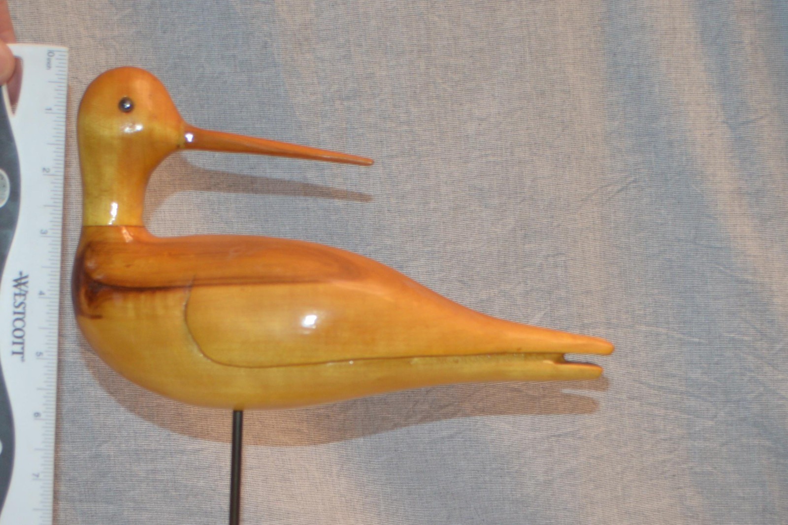 Hand Carved Wood Bird Shorebird Curlew Sculpture Decoy FolkArt 8.5in x 5.5in VTG