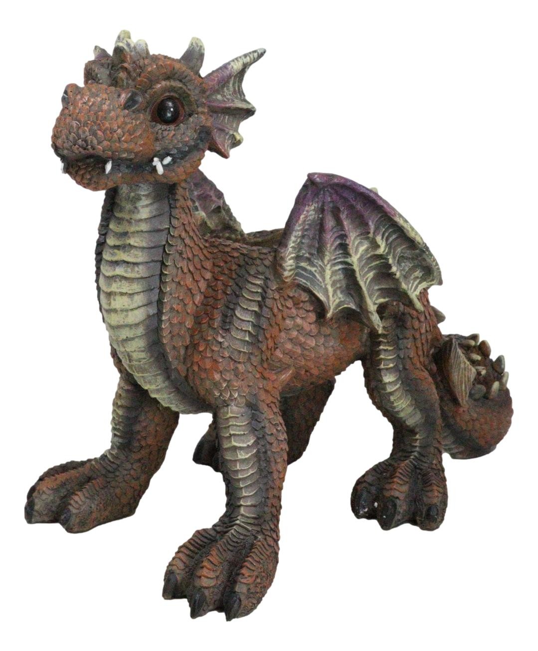 Snuggling Cozy Red Fire Dragon At Rest Planter Pot Garden Decor Figurine 11.25″L