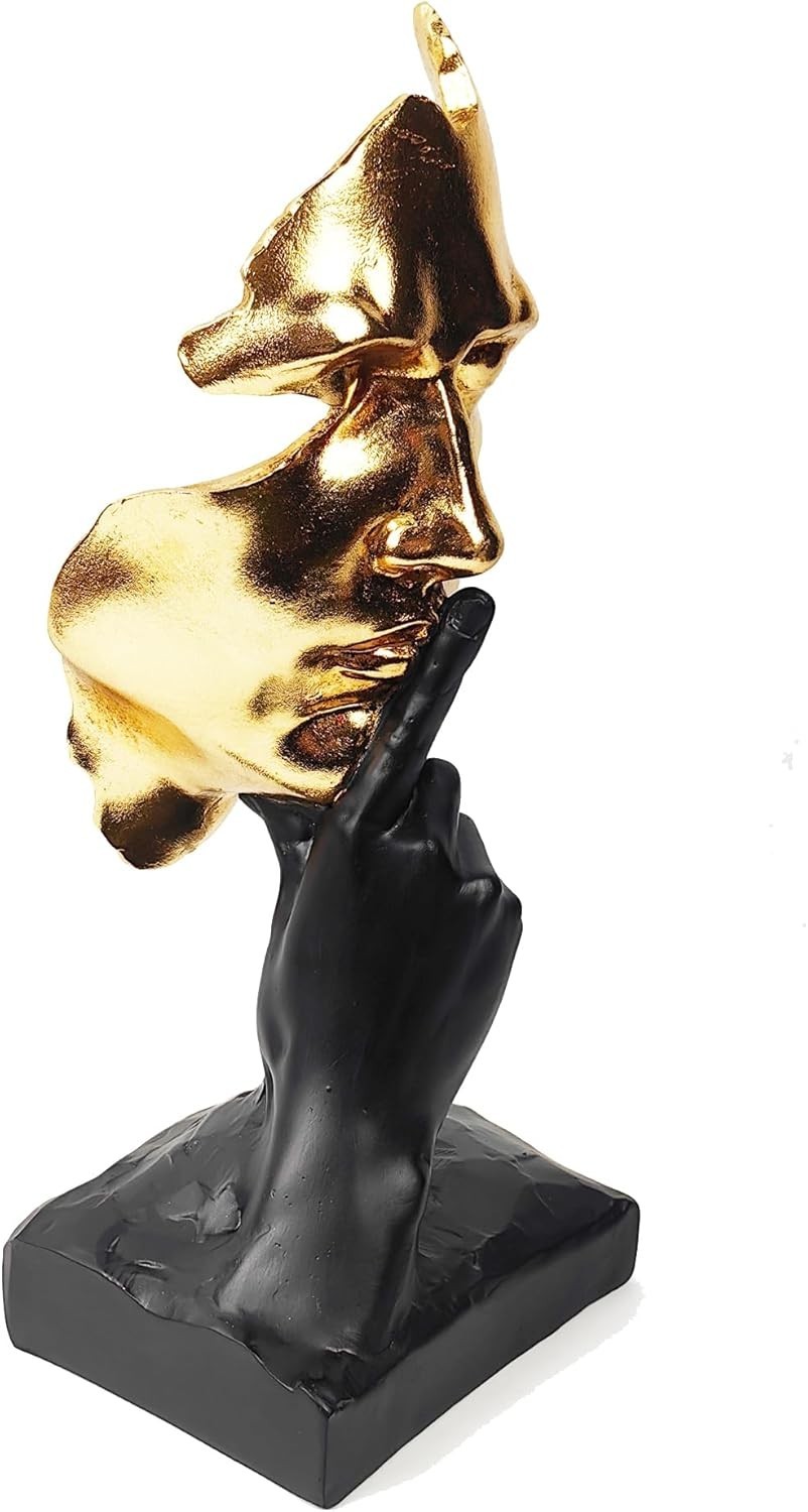 12″ Black and Gold Thinker Statue – Abstract Art for Home or Office Decor