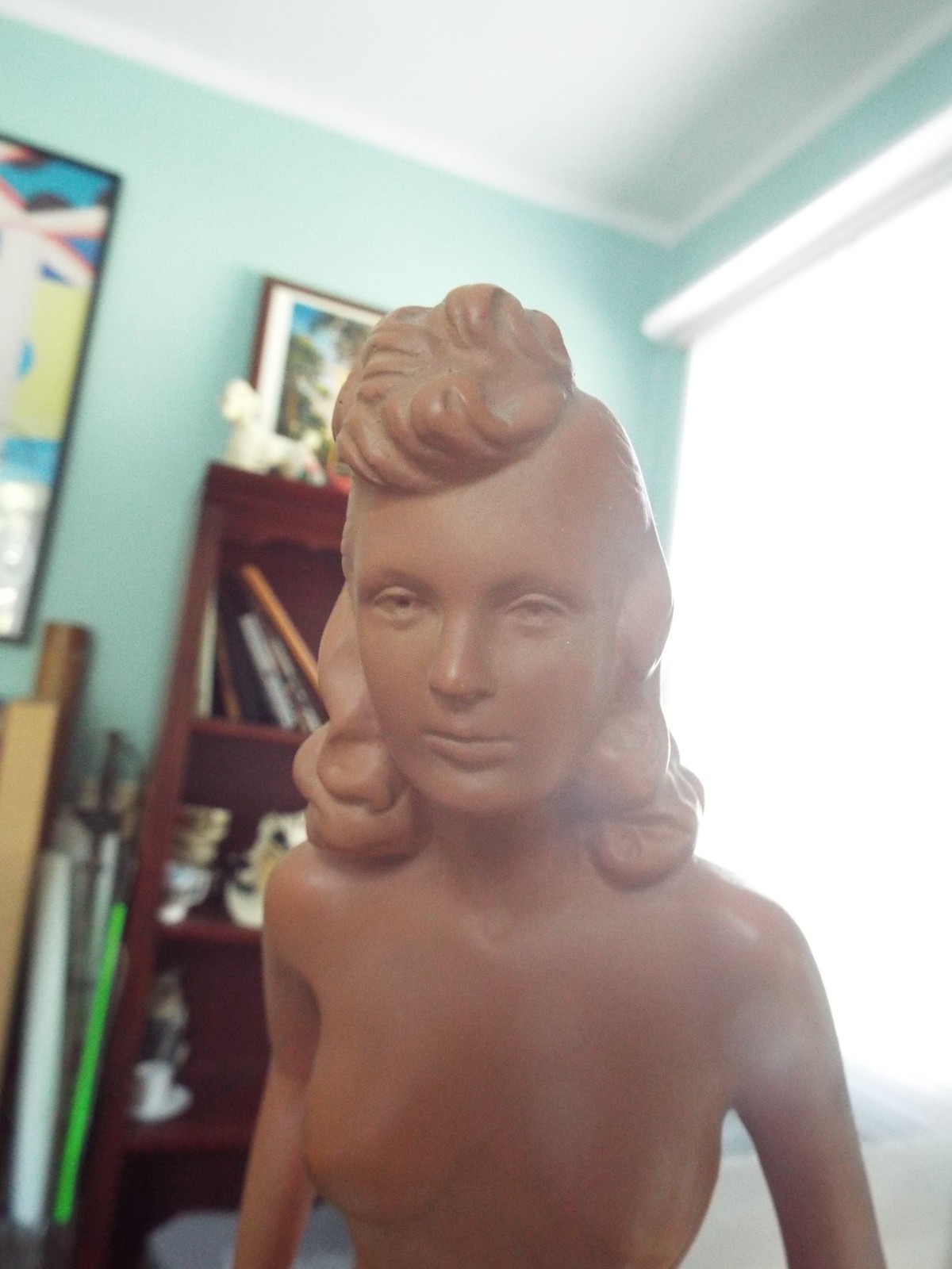 YOUTHFUL FEMALE NUDE SCULPTURE CIRCA 1940-1950 MCM J.W.LINDNER /