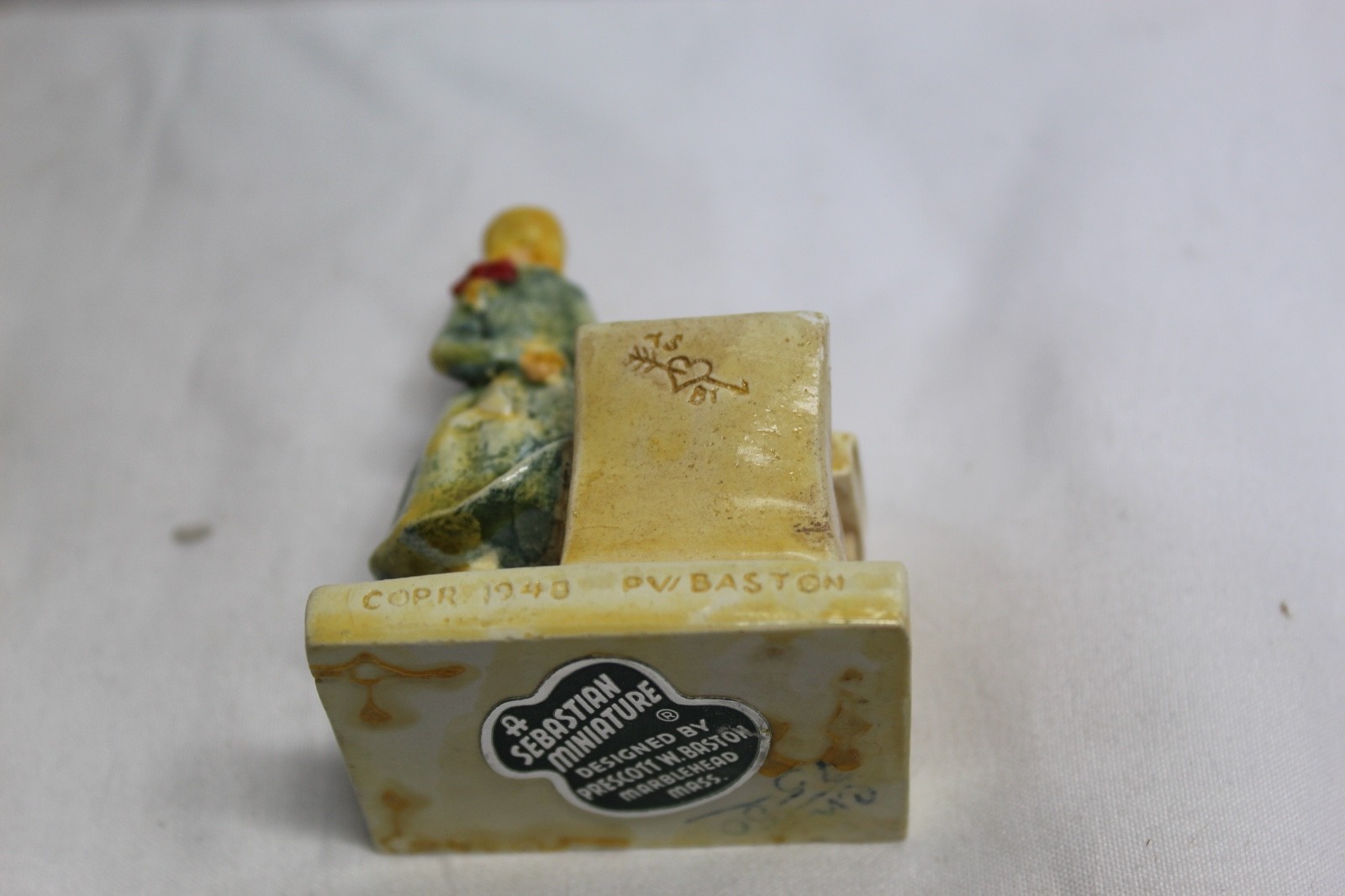 Sebastian Handcast & Hand Painted Becky Thatcher Signed 1948 Prescott w Baston