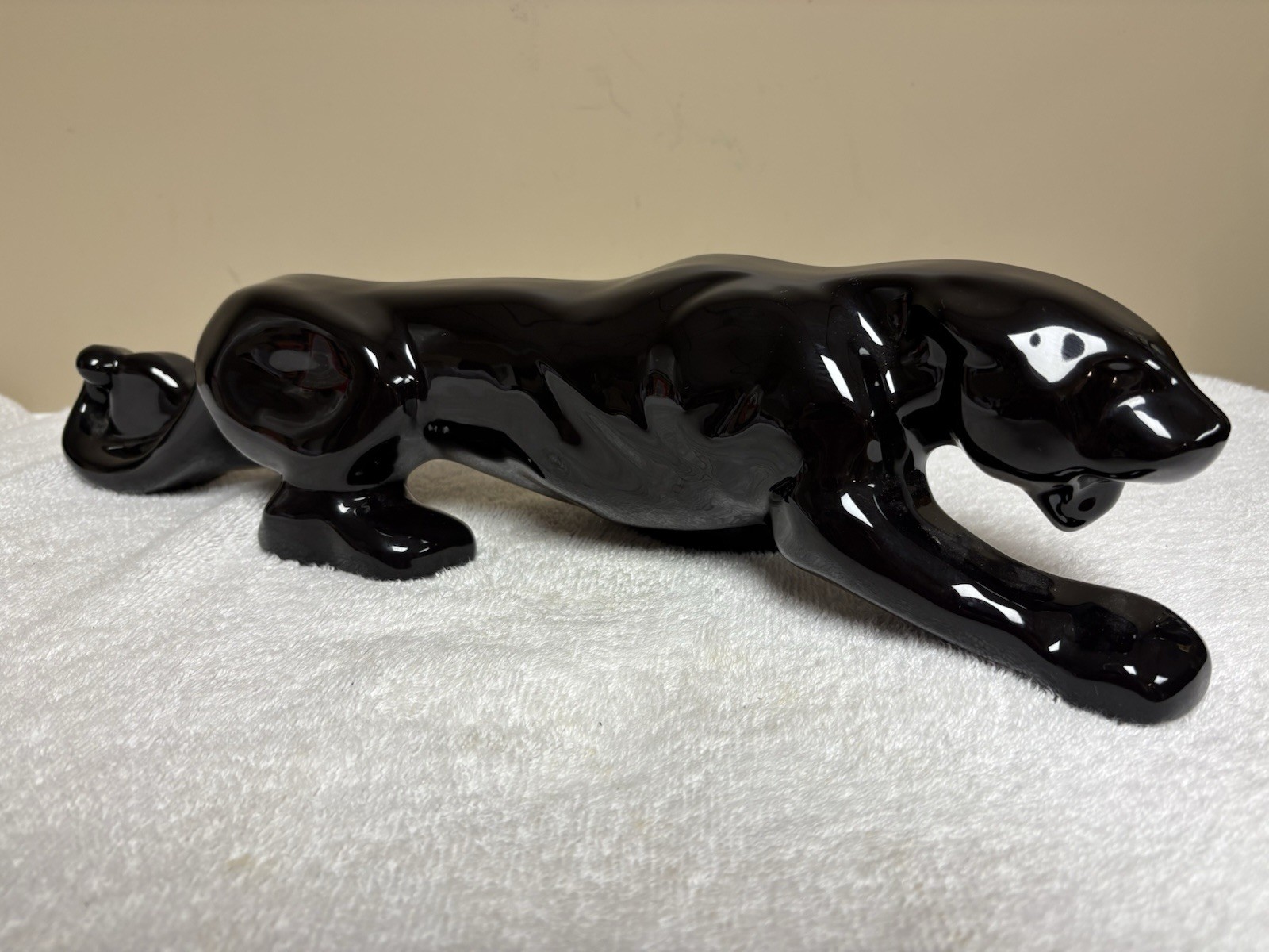 VINTAGE 🔥 Royal Haeger Black Panther Cat Sculpture Glossy Ceramic MCM 19.5”