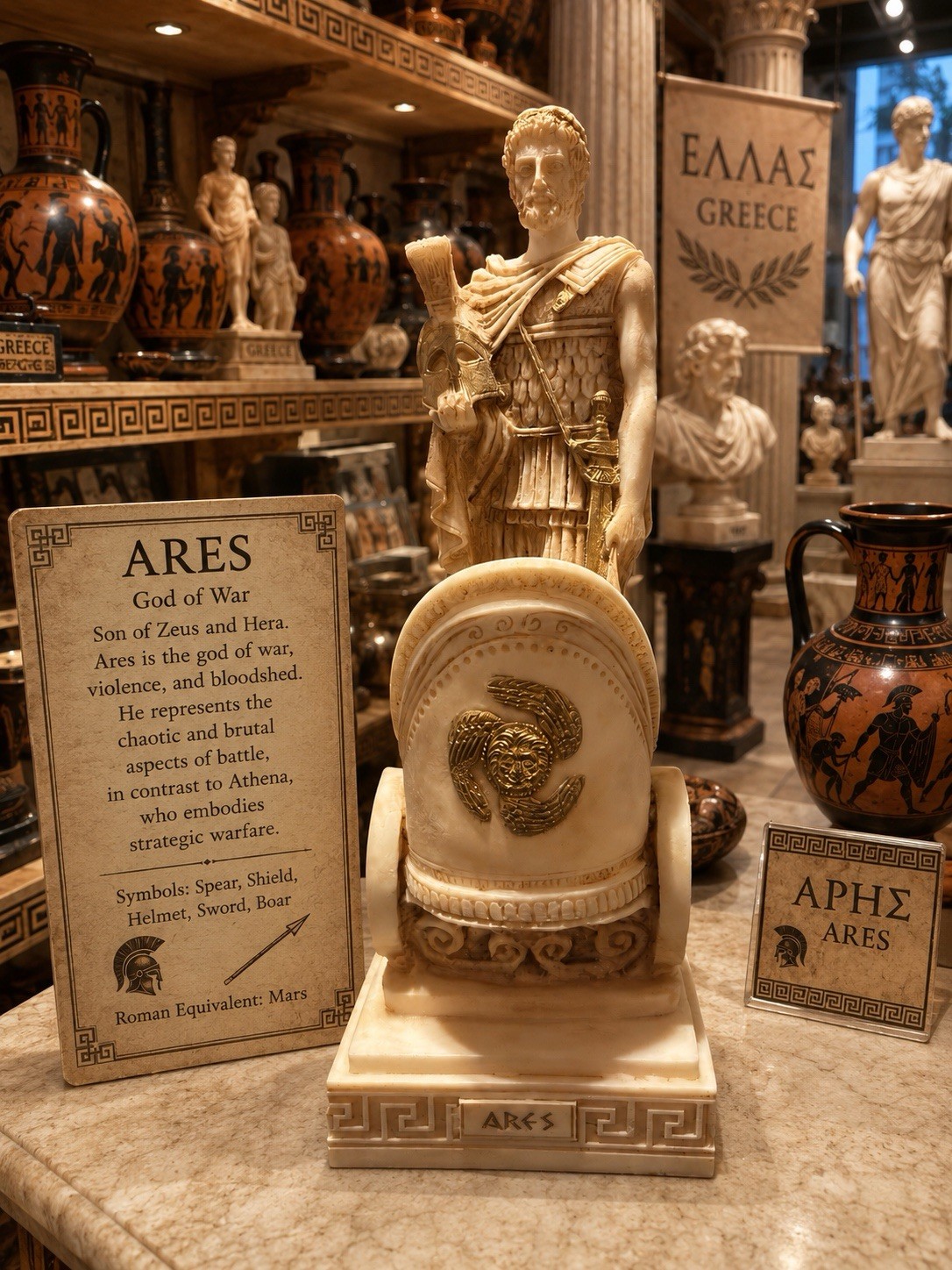 Aristotles Ares God of War Greek Mythology Alabaster Statue