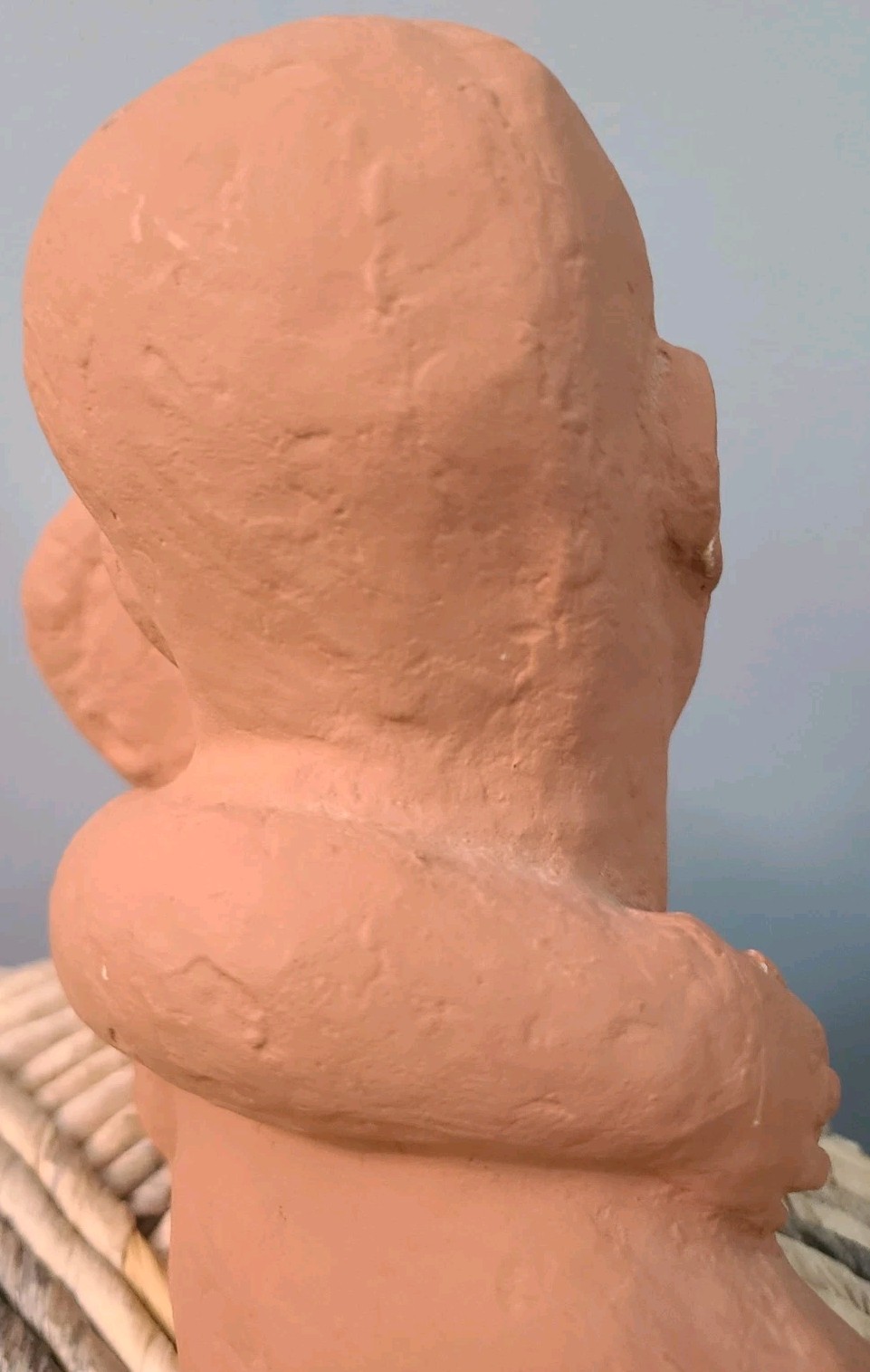 VTG modern clay sculpture Father and daughter Signed Klara Sever USA