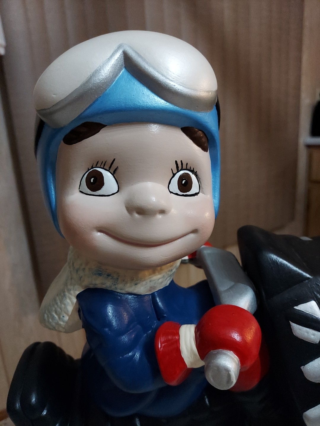 VINTAGE 1970’s SMILEY BOY Yamaha Black Snowmobile Ceramic Figure Atlantic Mold