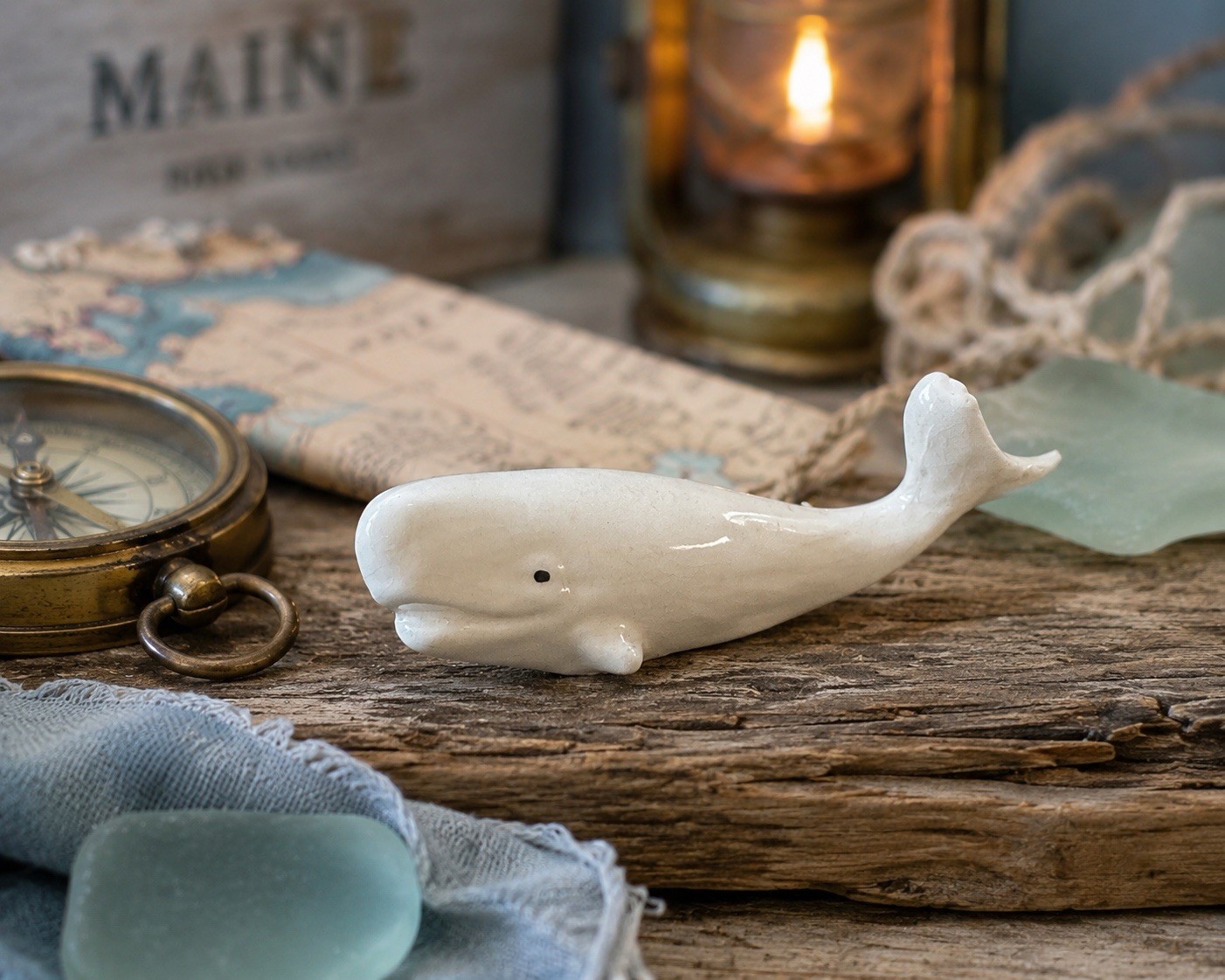 White Whale Figurine Miniature Ocean Sea Life Collectible Approx 3” Long Coastal