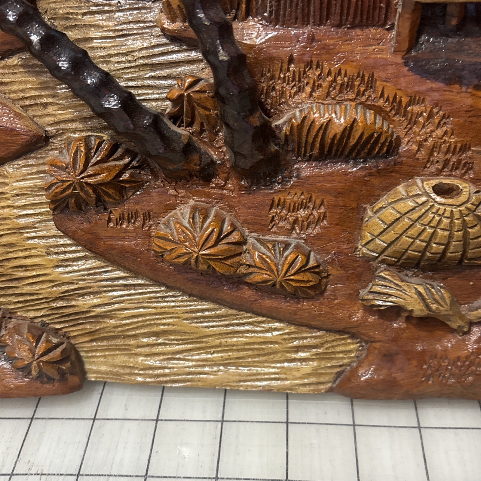 Pristine 25″ Vintage Philippines 3D Wood Relief Panel 1960s Peace Corps Carving