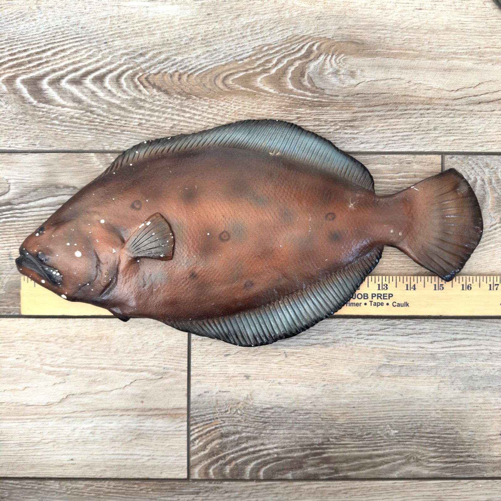 Vintage Large Chalk Ware Flounder Fish Wall Hanging Decor Imperfect