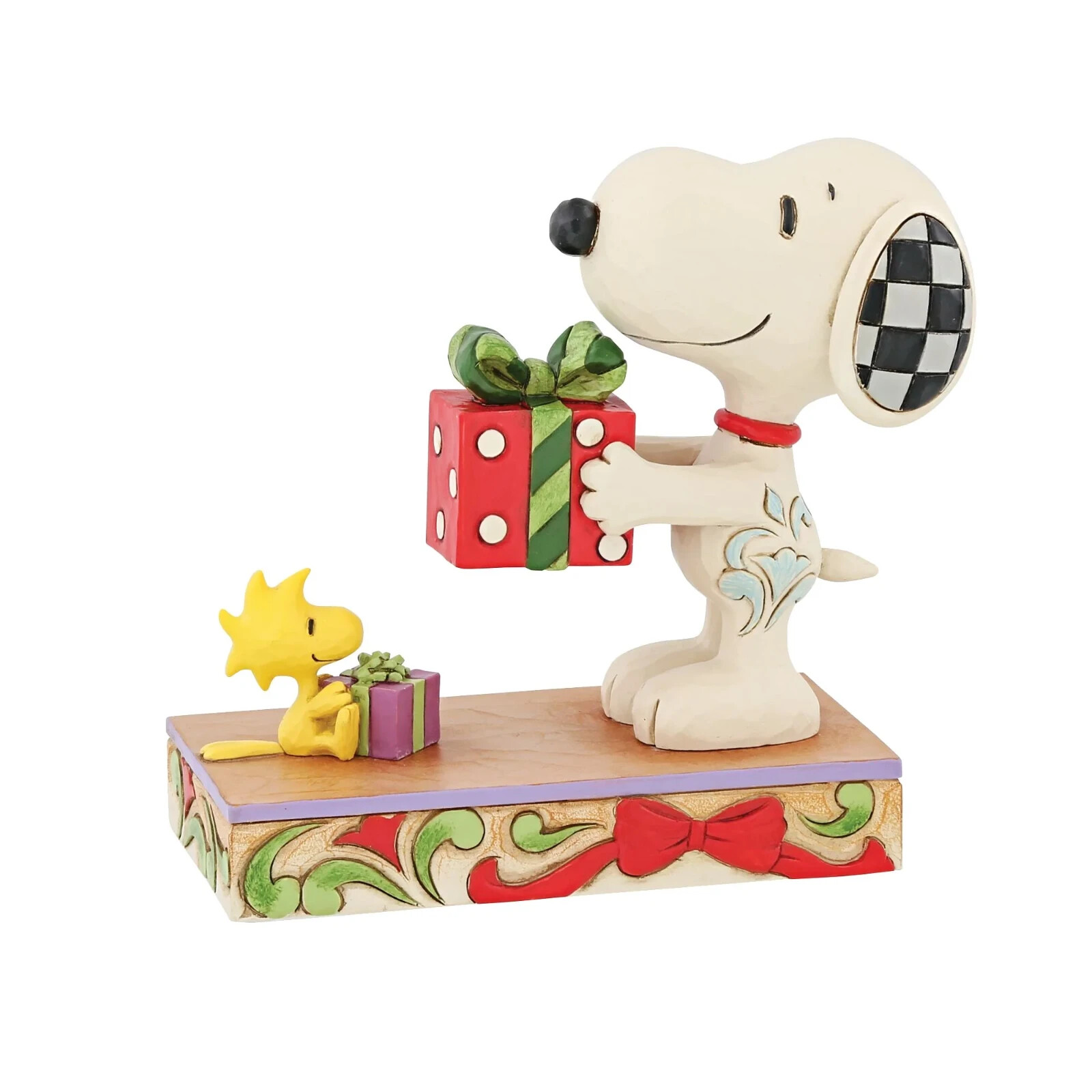 Jim Shore Peanuts SNOOPY AND WOODSTOCK WITH GIFT-CHRISTMAS EXCHANGE 6013047 NEW