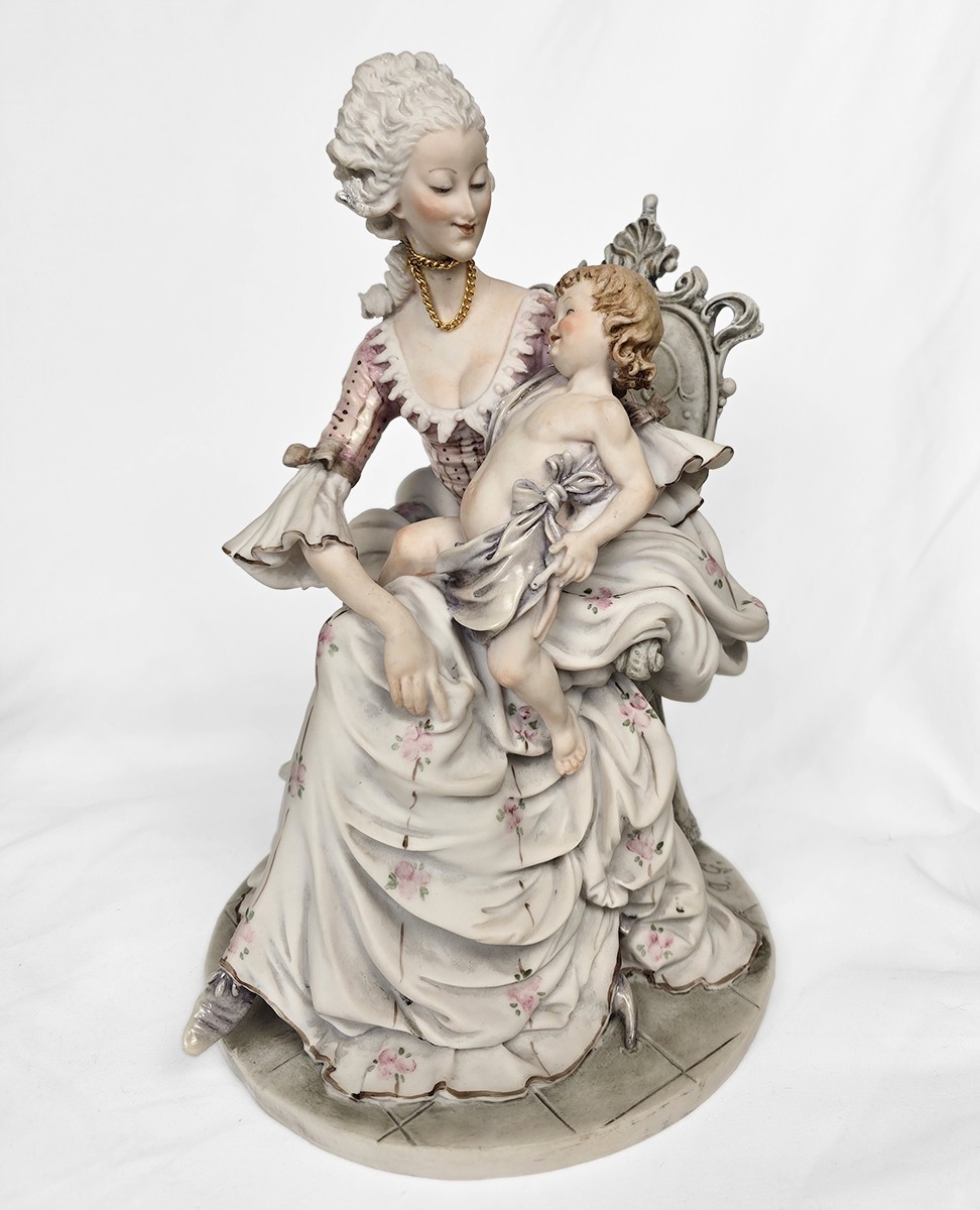 11″ Vintage Mother & Child Capodimonte Figurine by A.G., Italy 1960s–1990s