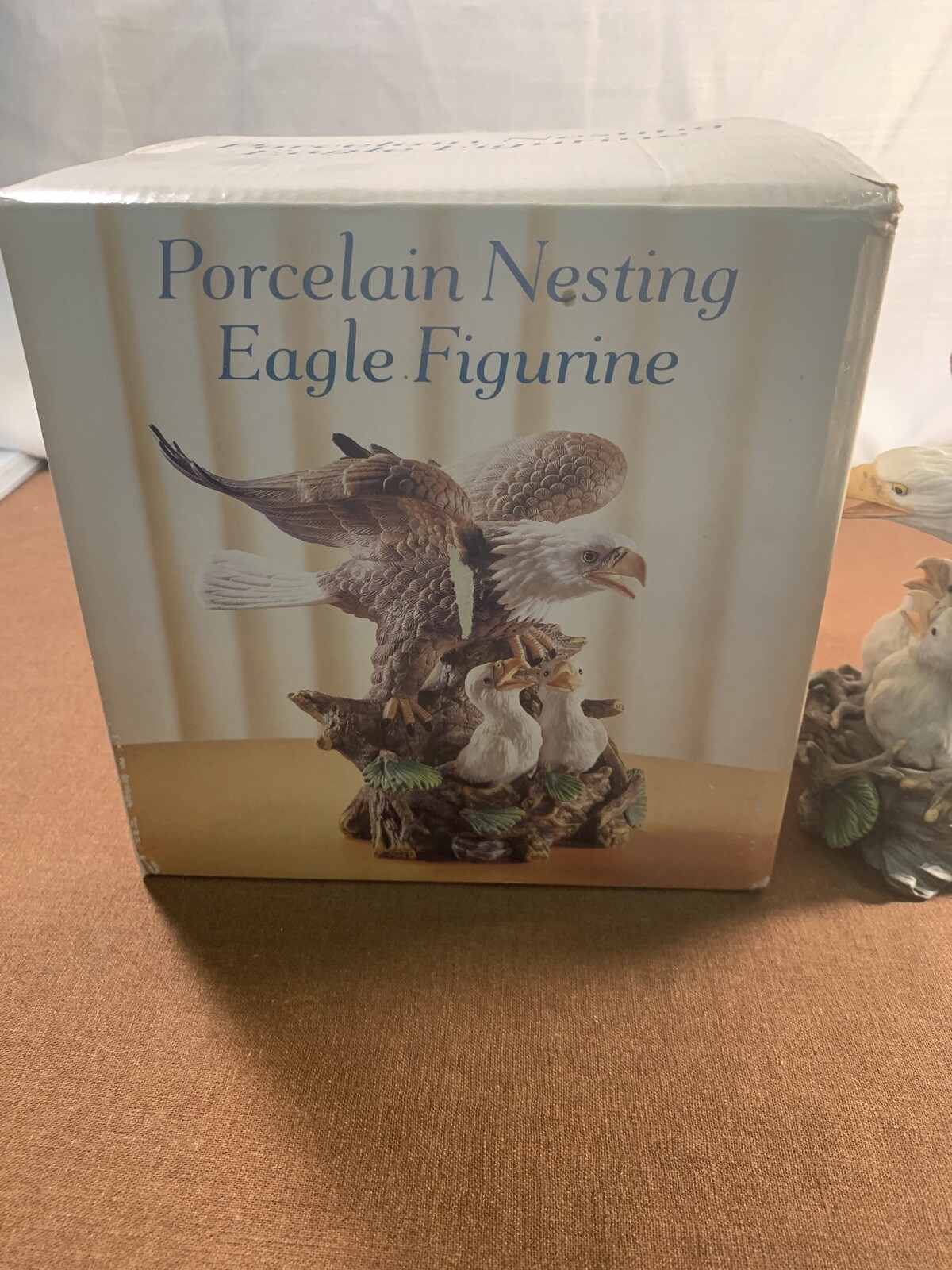 Porcelain Nesting Eagle Figurine- Bird of Pray Nest Babies Vintage