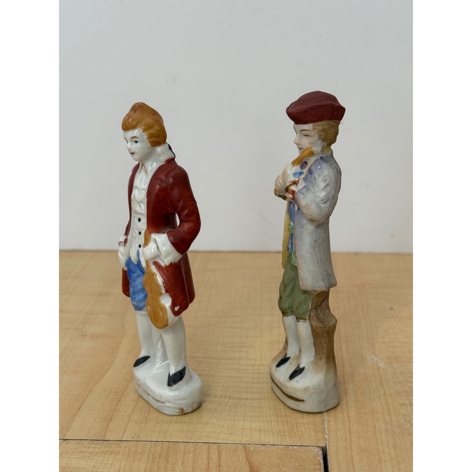 Vintage Porcelain Musician Figurines Set of 2 Hand Painted Japan Violin Flute 5″