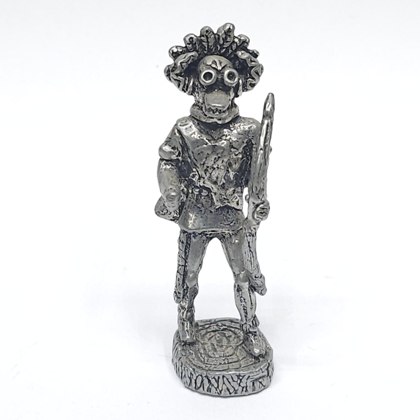 Vintage Pewter Aztec Warrior Figurine Native Primitive Trinket Miniature Metal