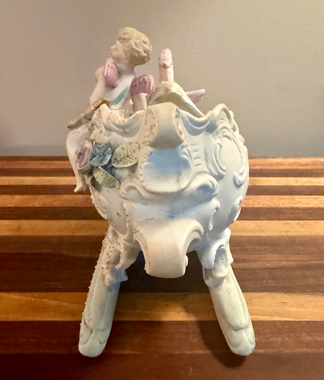 Late-19th/early-20th-c. bisque porcelain figural centerpiece in Dresden Style