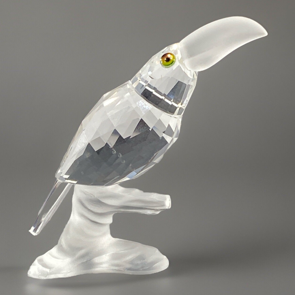Swarovski Crystal Toucan w/ Frosted Beak/Branch 7621 Multi Colored Eyes Small