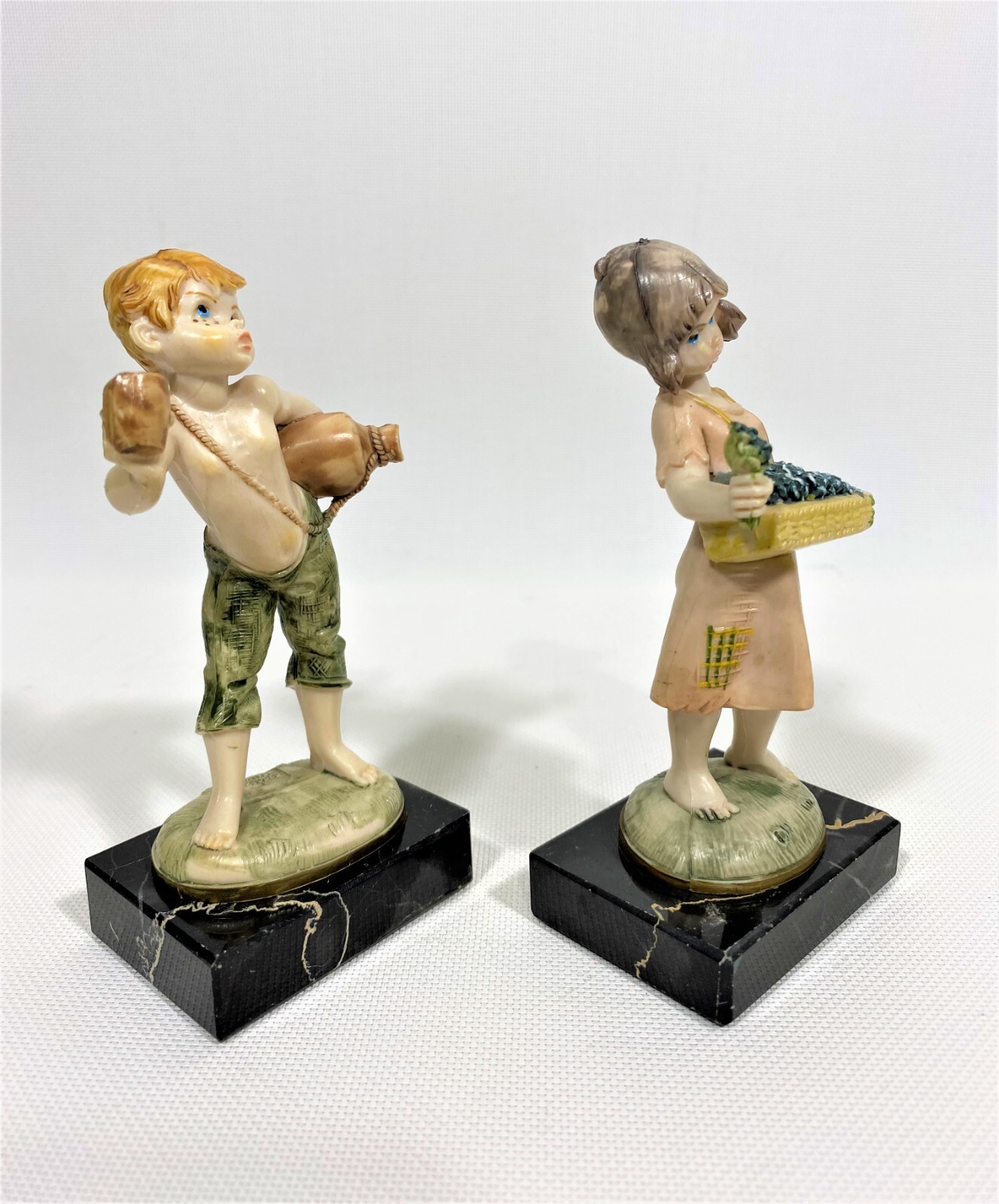FONTANINI DEPOSE Polymer on Marble FLOWER GIRL / WATERBOY / NEOCLASSICAL GIRL