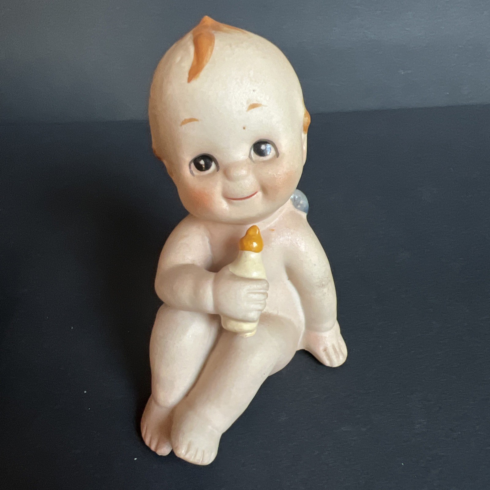 Lefton Kewpies Set of 2 Bisque Piano Baby with Blue Wings Different Poses