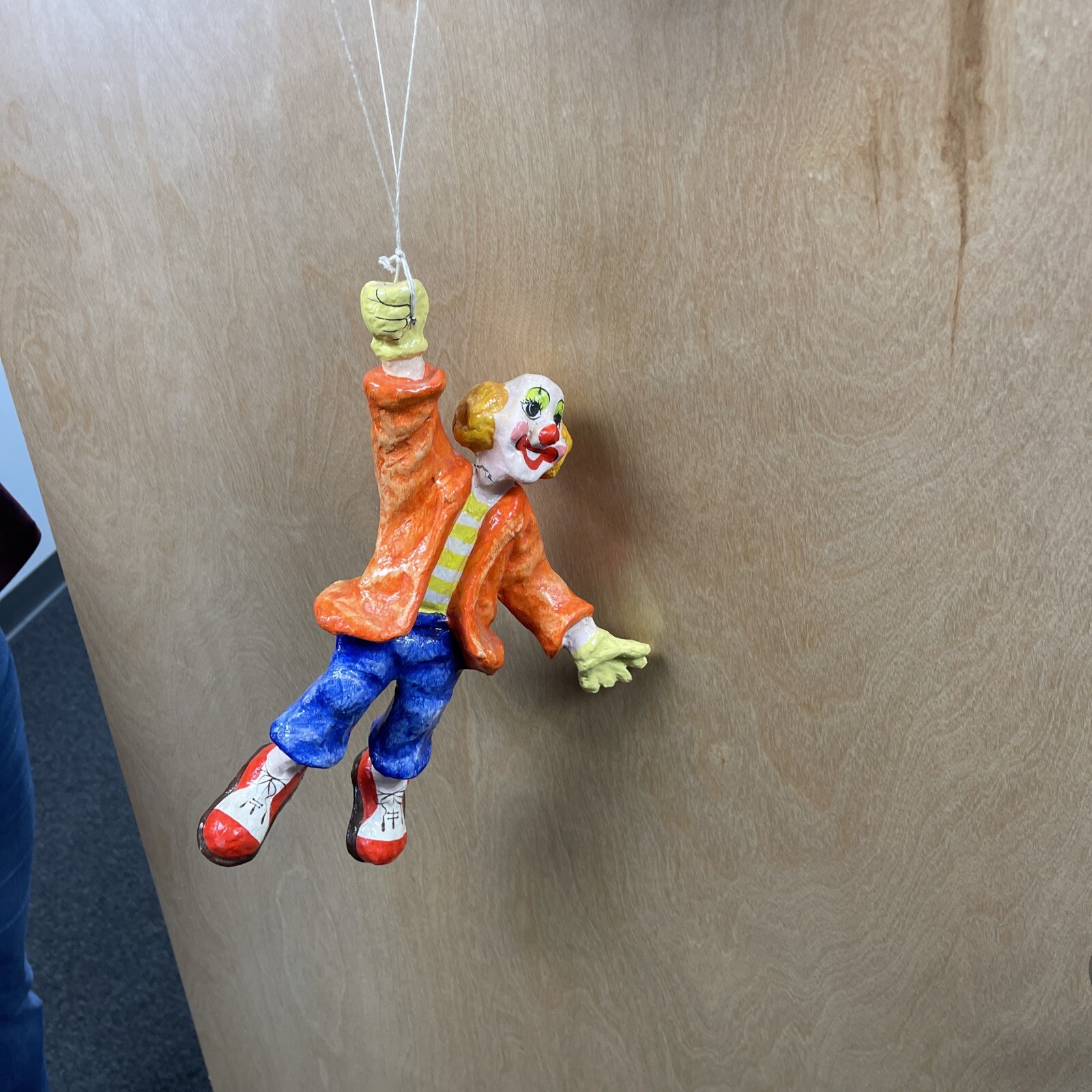 Vintage Hanging Paper Mache (13″) Clown 3 Balloons (5″) / Approx 24″ **READ**