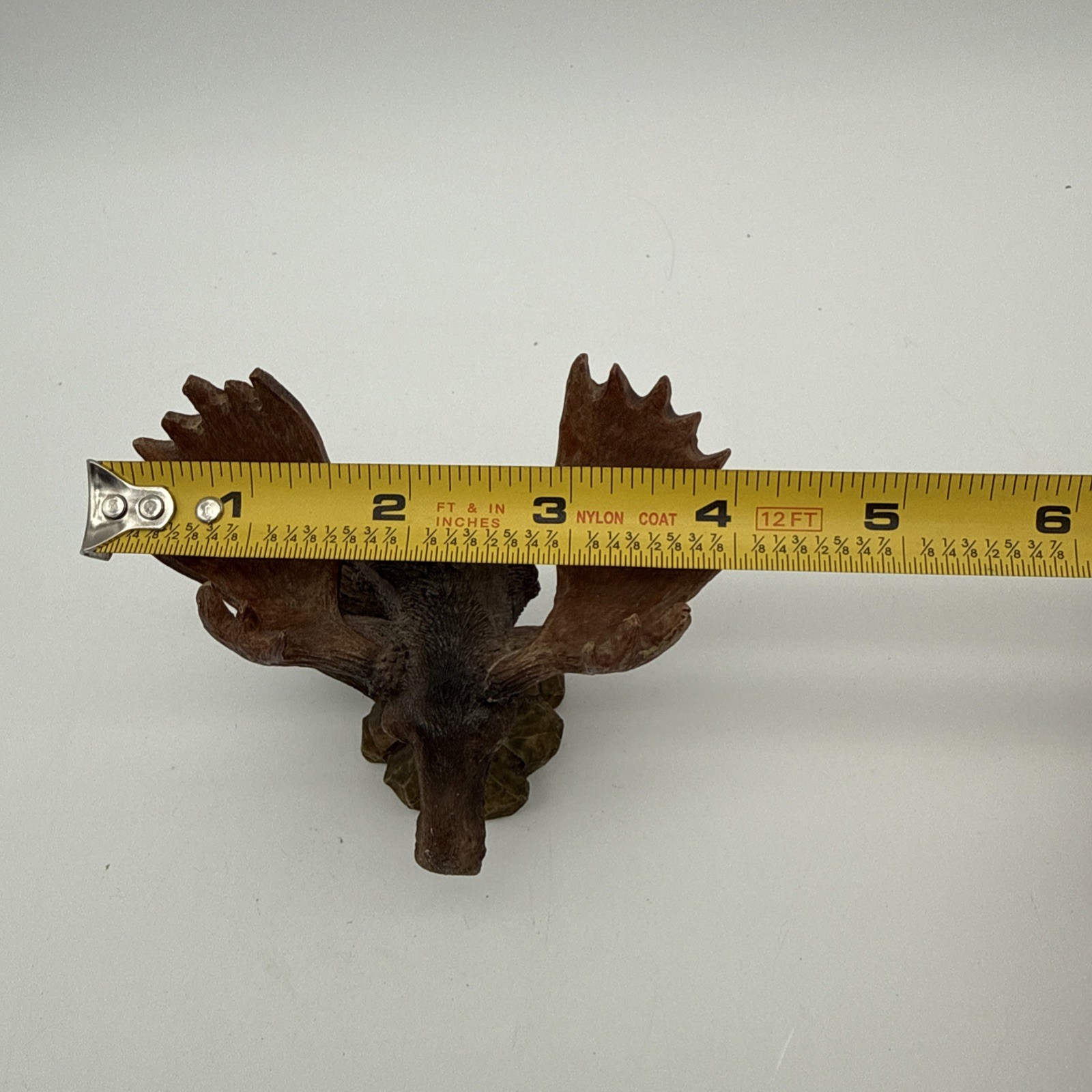 Vintage Faux Wood Moose Head Bust Figurine Cabin Lodge Rustic Wildlife
