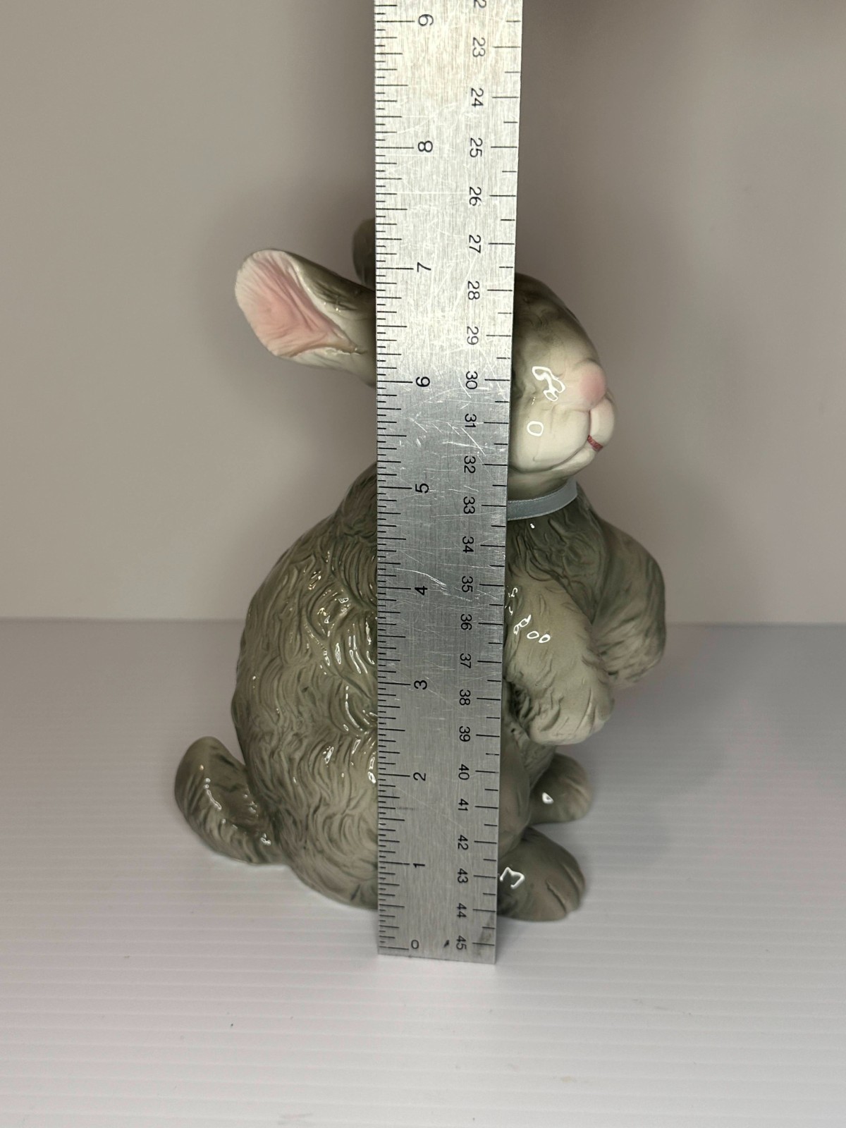 Vtg GRAY Bunny Rabbit Porcelain Figurine Ceramic 7″ Standing Long Ears