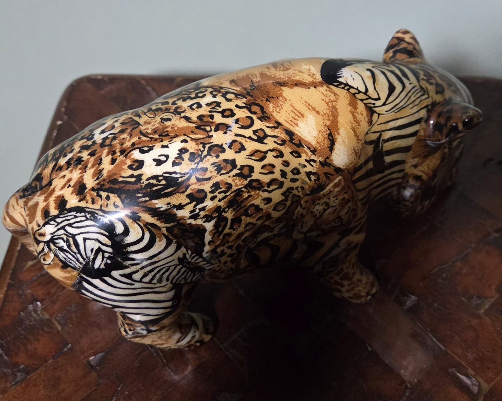 Vintage La Vie Glazed Safari Patchwork BOAR Figurine