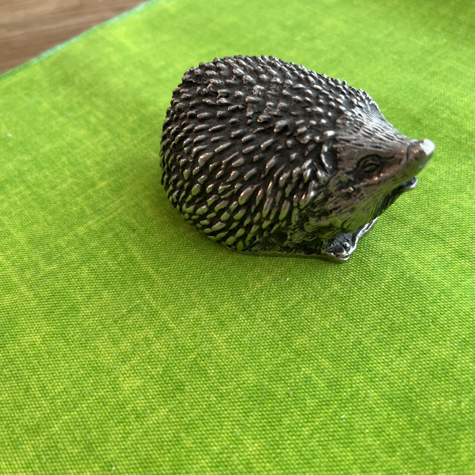 Silver Tone Small Metal Hedgehog Figurine Paper Weight 12 oz. desk accessory