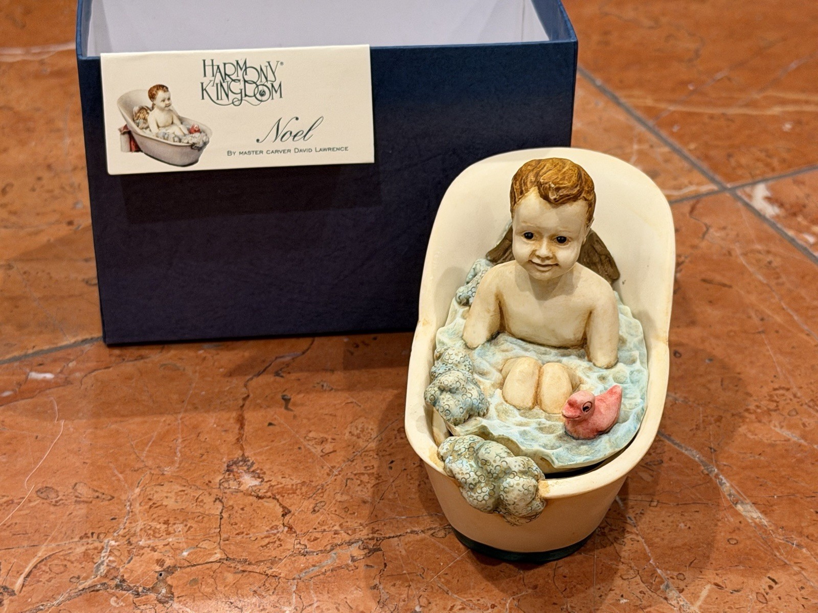 HARMONY KINGDOM NOEL BOY IN BATH VERSION 1 W/ MOUSE ANSE99T NEW NIB