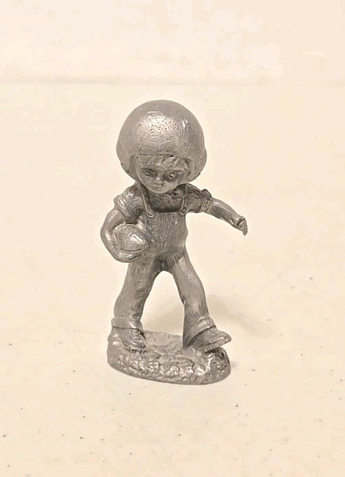 Vintage 1975 John Sullivan Little Boy With Football Pewter Signed, 2.5″ Tall