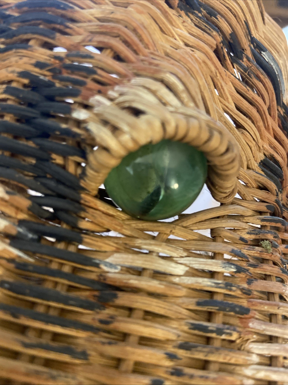 Unique Wicker Rattan Tiger Panther Wall Decor Head See Photos 11” H x 7” W