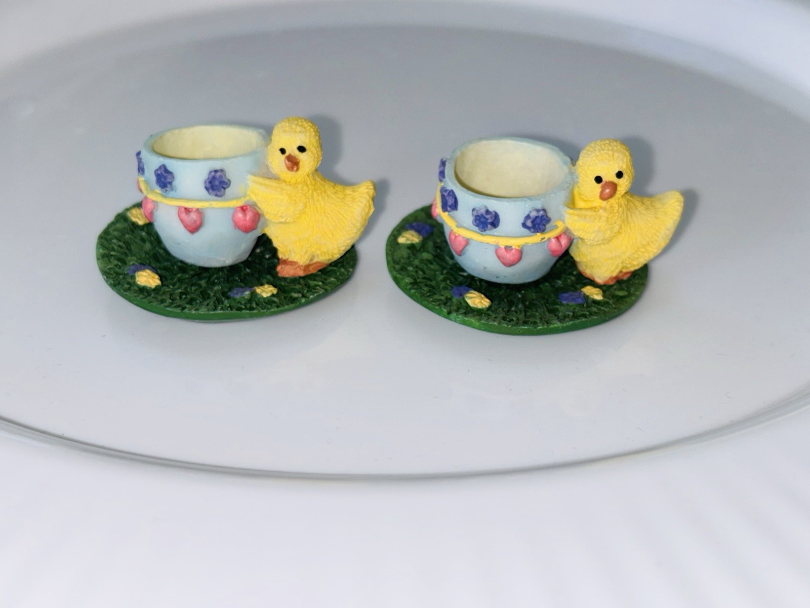10 Pc Mini Resin Tea Set With Bird House Chicks, Nest, Teapot Adorable Details