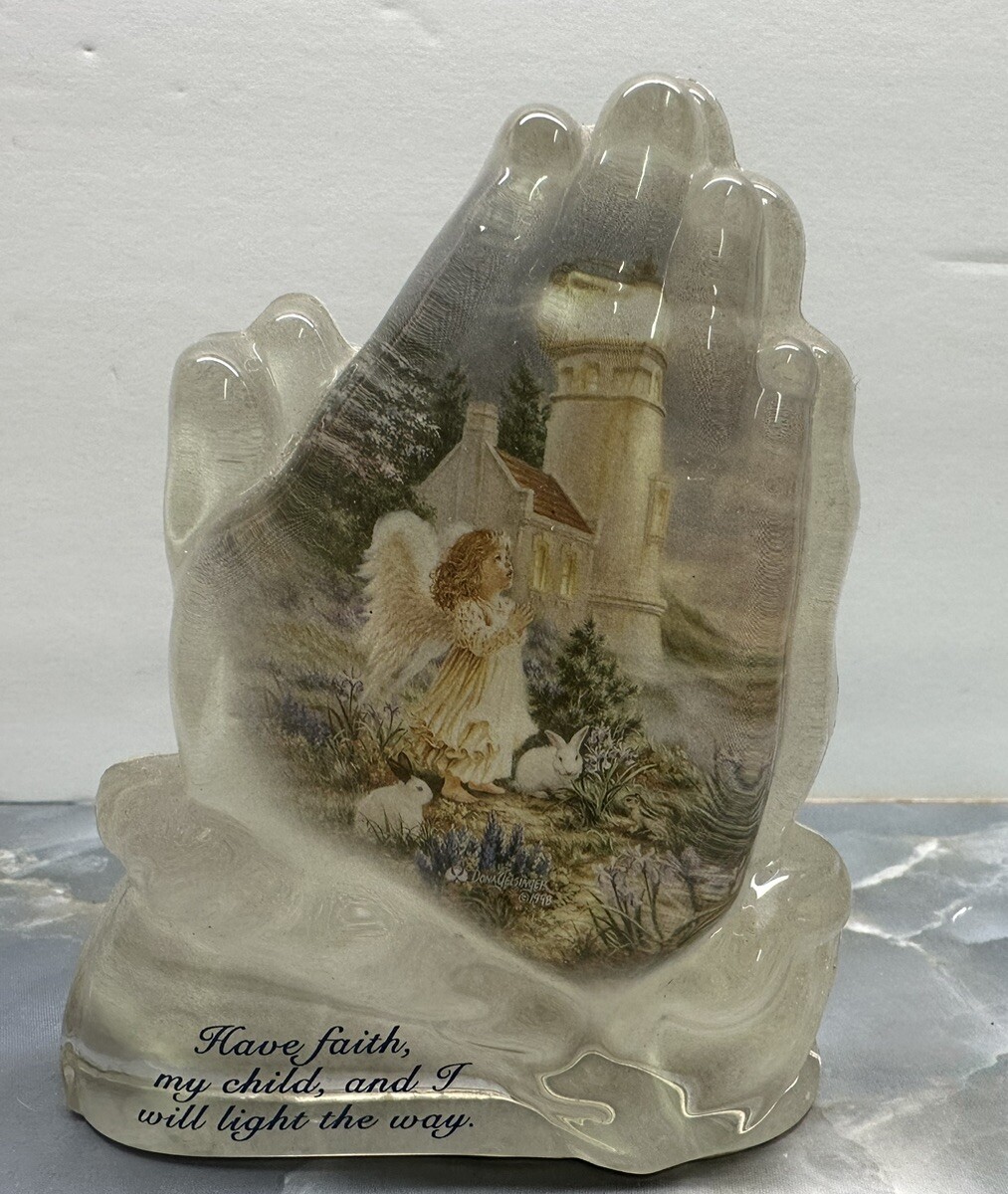Praying Hand Figurine God’s Light Christian Faith Religious Decor Acrylic Hands