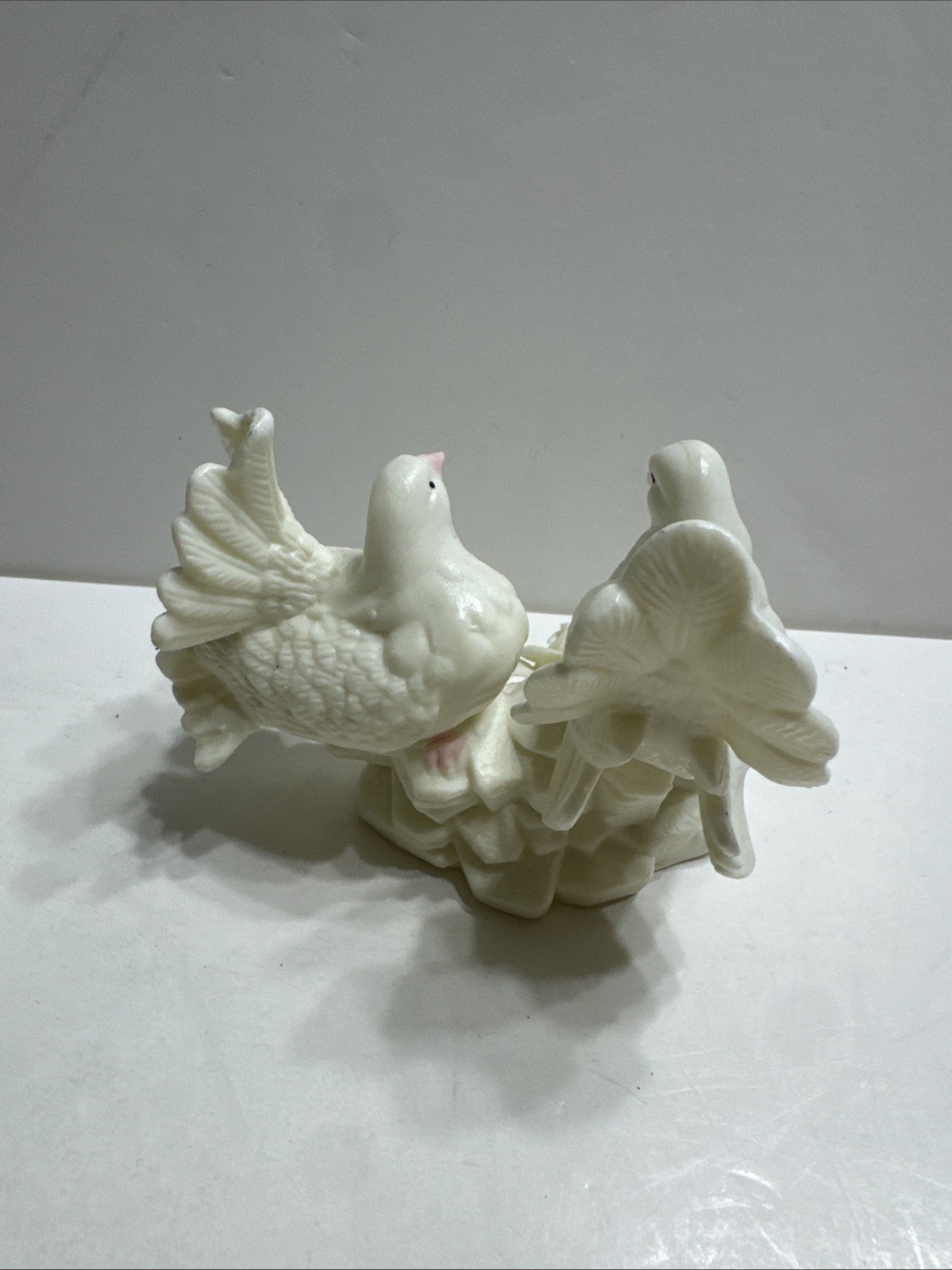 Vintage Porcelain White/Pink Dove and Flower Figurine