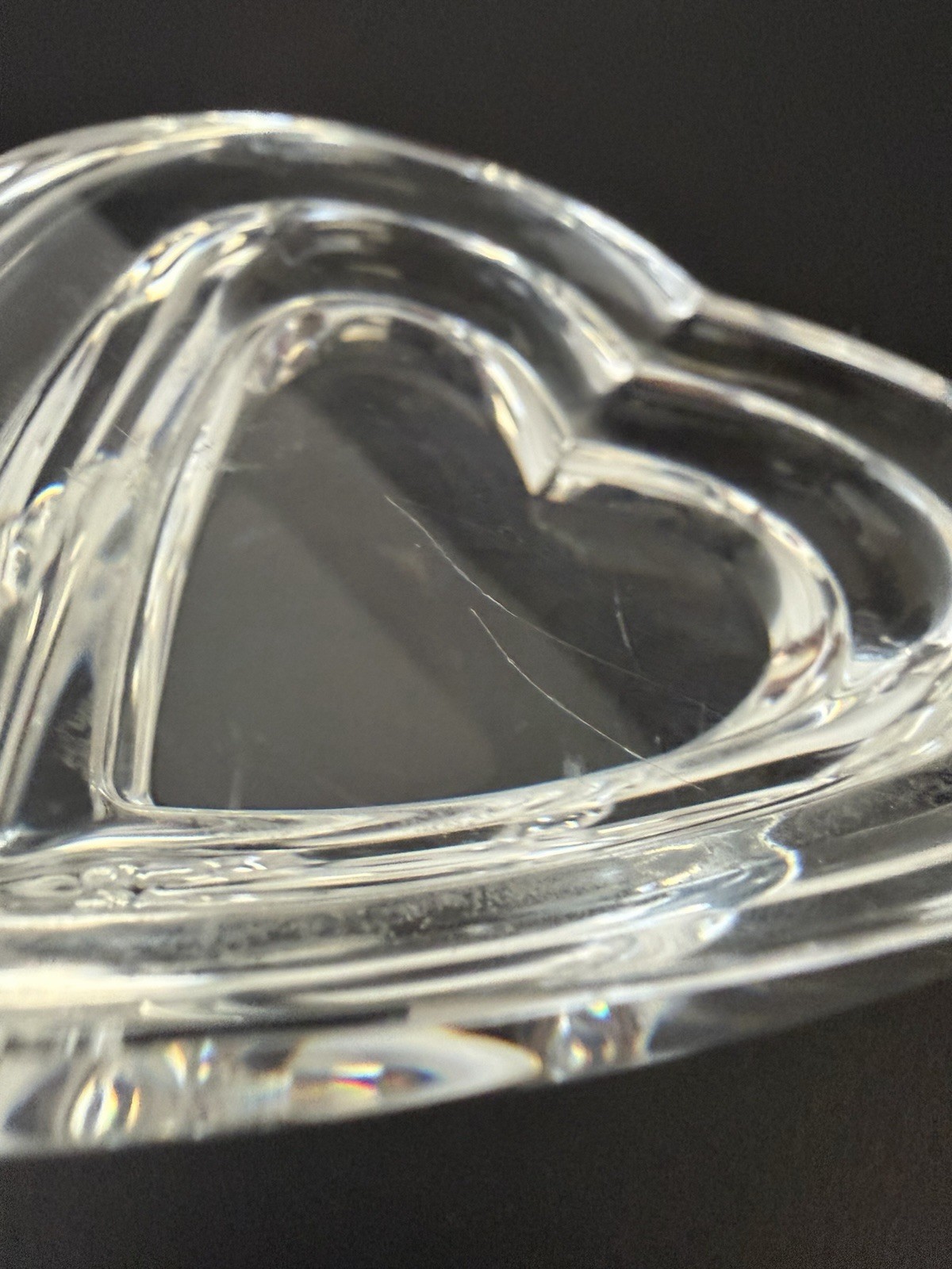 STEUBEN Glass Signed Stepped Heart Clear Paperweight Figurine 3 1/2″ RARE