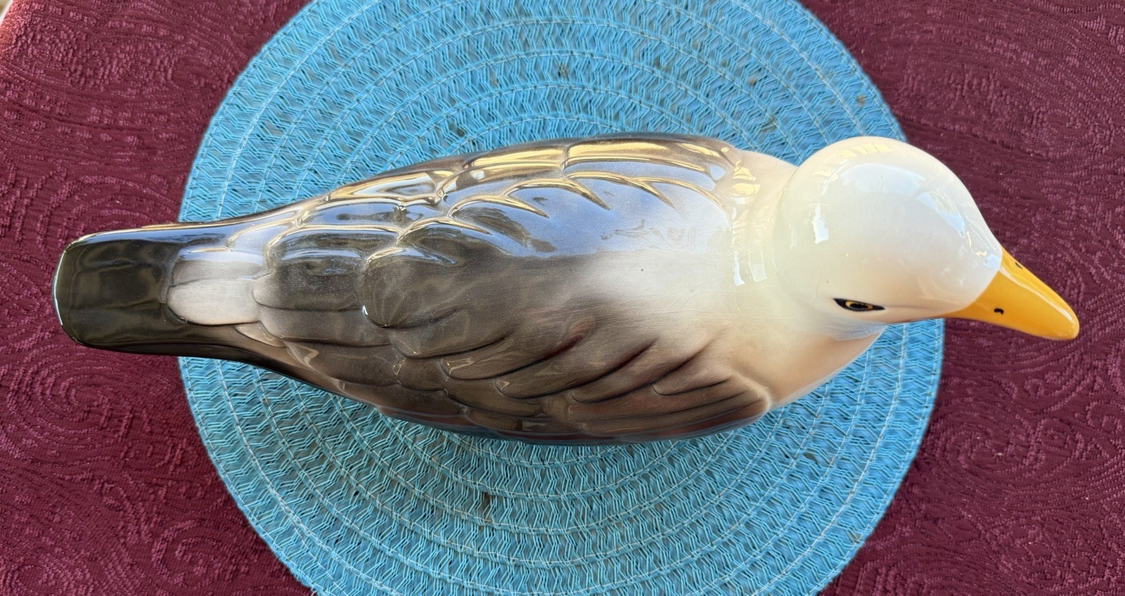 Vintage Approx 16” Signed R. Coffey Ceramic Seagull– Nautical Coastal Decor