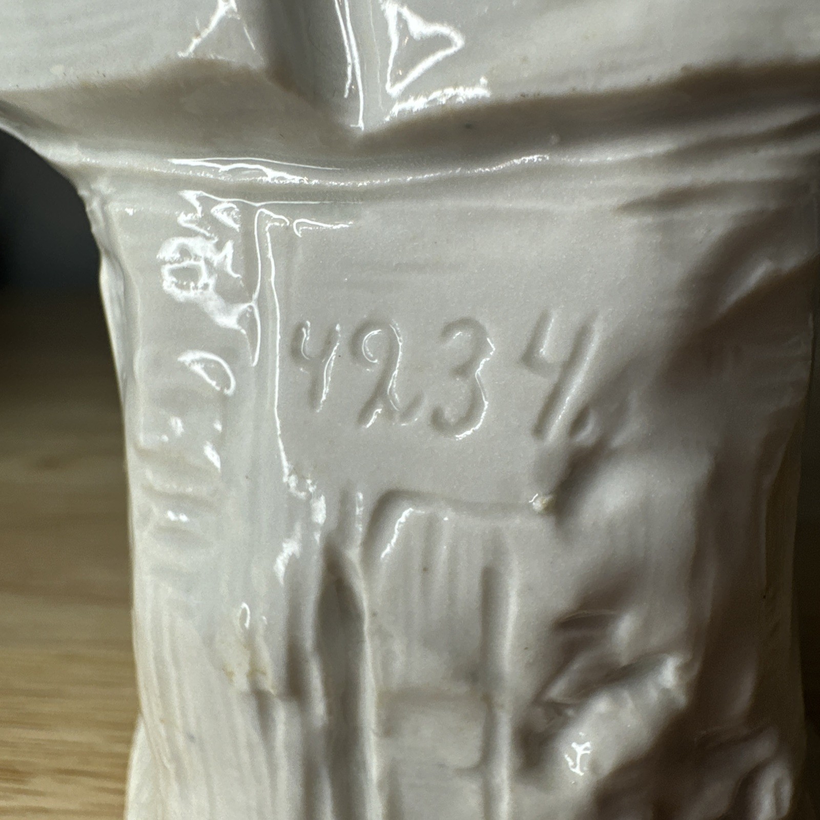 Antique German Bisque Figurine Fisherwoman Girl Flat back Mold 4234 12” 19thC