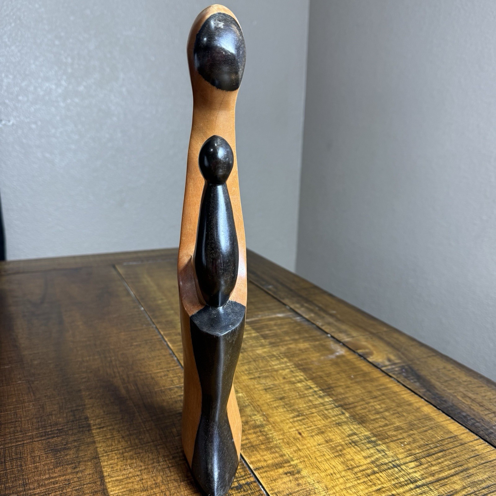 Hand Carved Wood Abstract Mother & Child Sculpture Figurine 13.5″ Tall Primitive