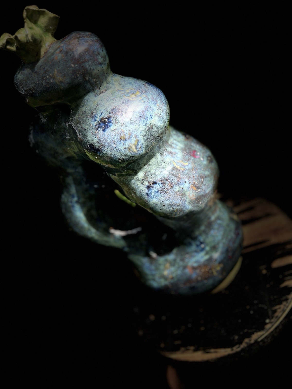 Hand-Crafted Ceramic Sculpture, Dark Ice Blue