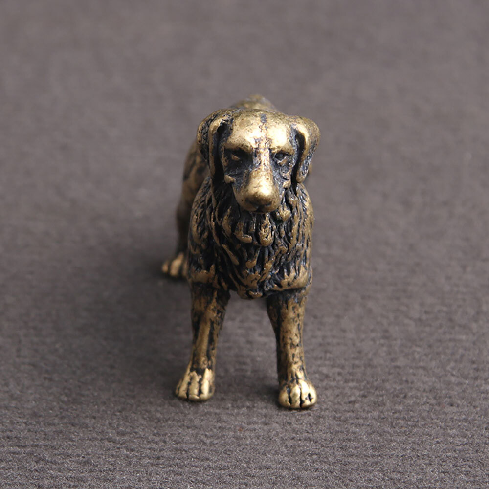 Small Dog Figurine Solid Brass Dog Statue Home Decoration Animal Figurines Toys