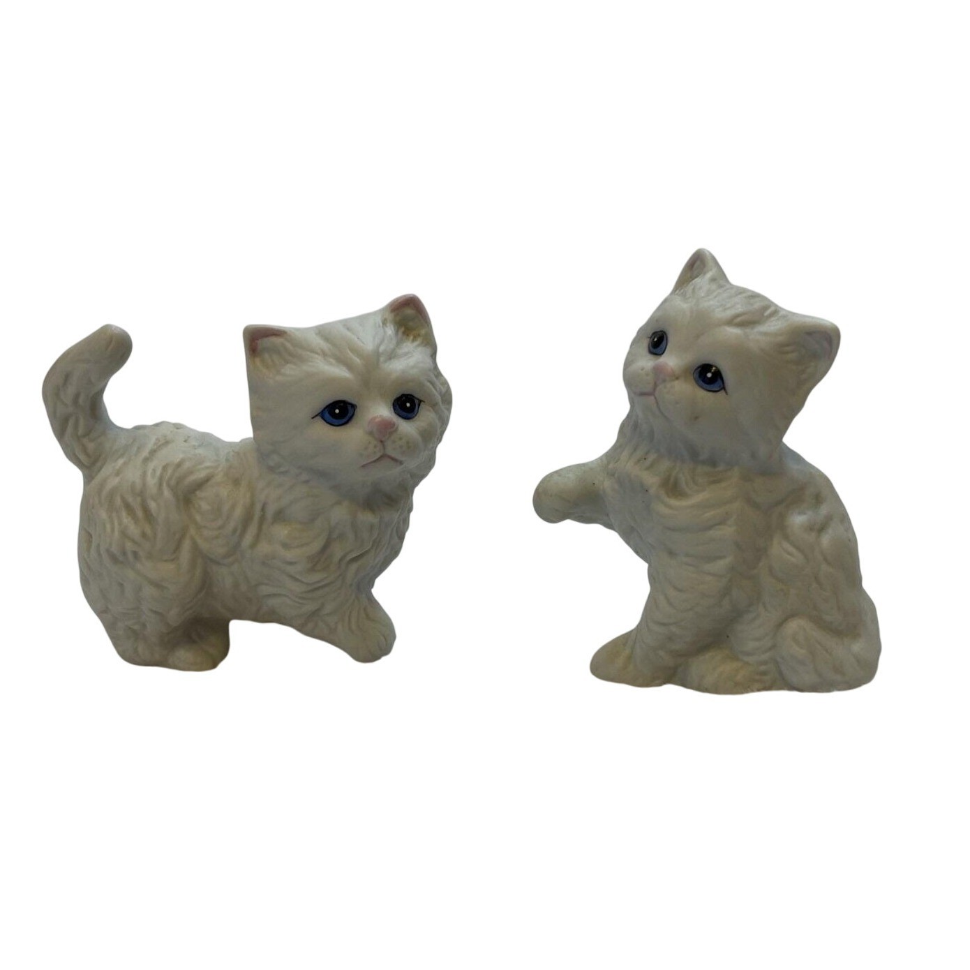 Vintage White Cat Kittens 1980s Porcelain Figurines Home Interiors HOMCO 1413