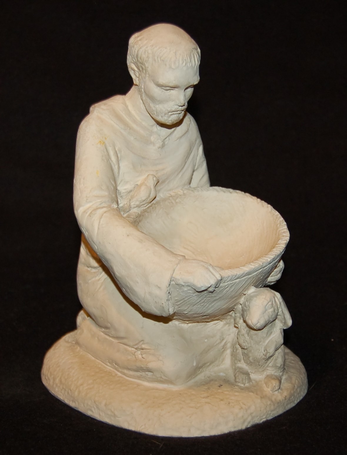 VINTAGE Pottery St. Francis Bird Feeder Made in USA GREAT HOME GARDEN DECOR!