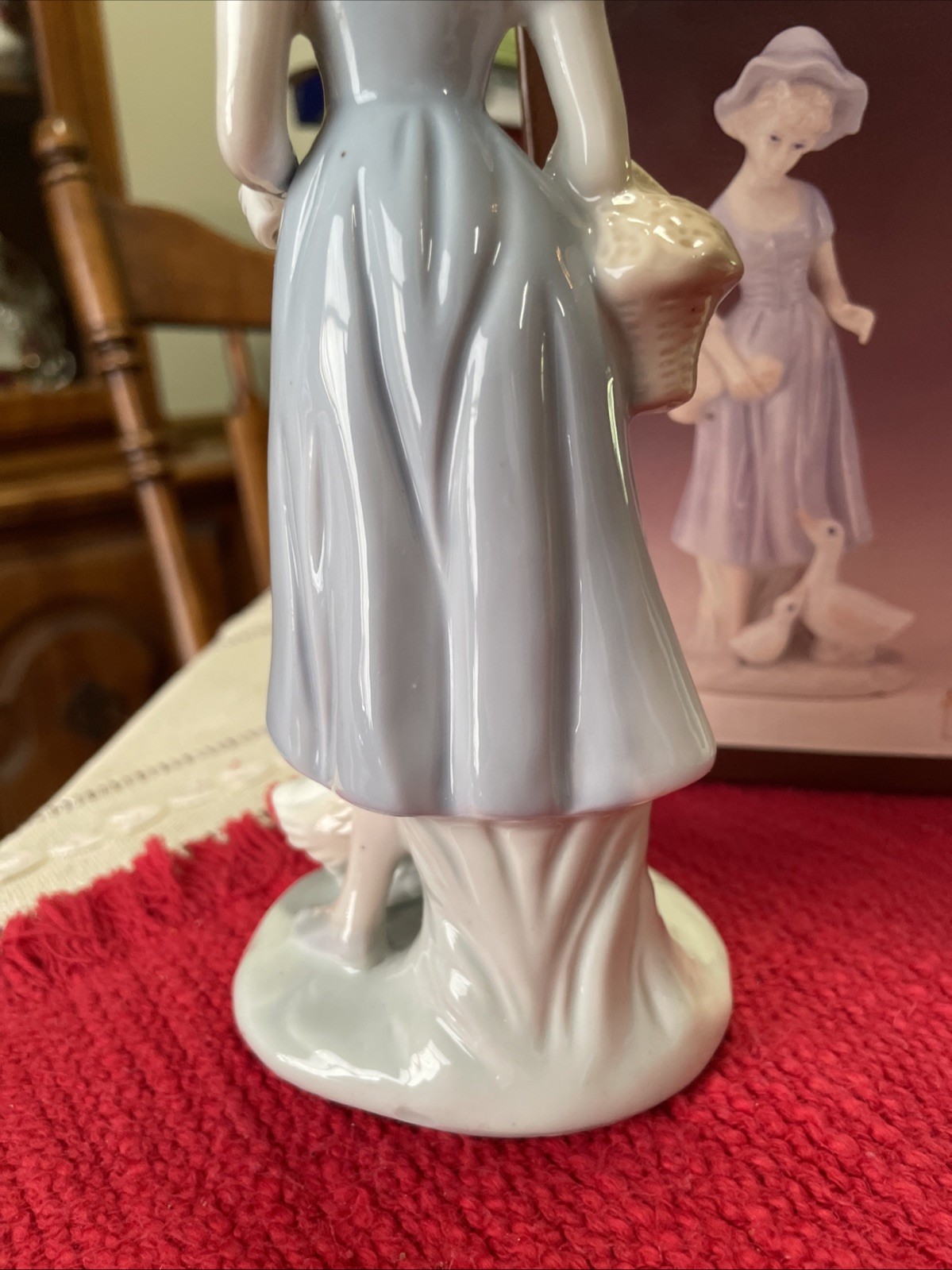 Vintage Simson Giftware Porcelain Figurine Girl With Mama Goose And Baby