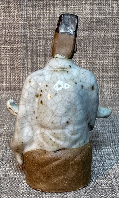 3 pc. Chinese Mudman Figurines Glazed Clay Mud Men 4 in. T Happy Buddha
