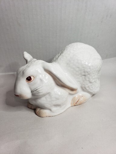 Vintage J Willfred White Ceramic Bunny Rabbit Figurine Easter Baby Room Deco