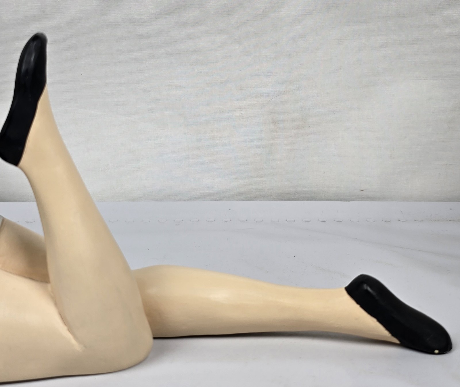 BATHING BEAUTY FIGURINE Black and White Collectible Beach Girl with Her Foot Up
