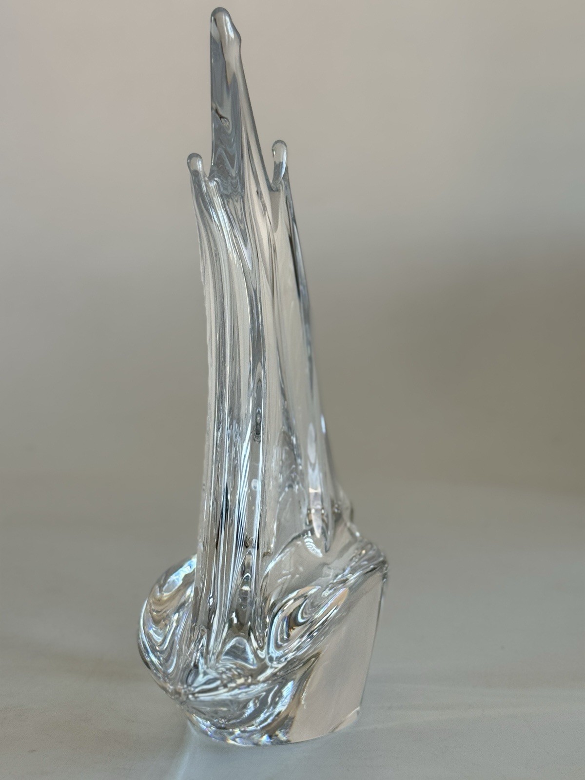 Daum Crystal Sailboat France Signed 7.75” Modern Nautical Art Glass Sculpture