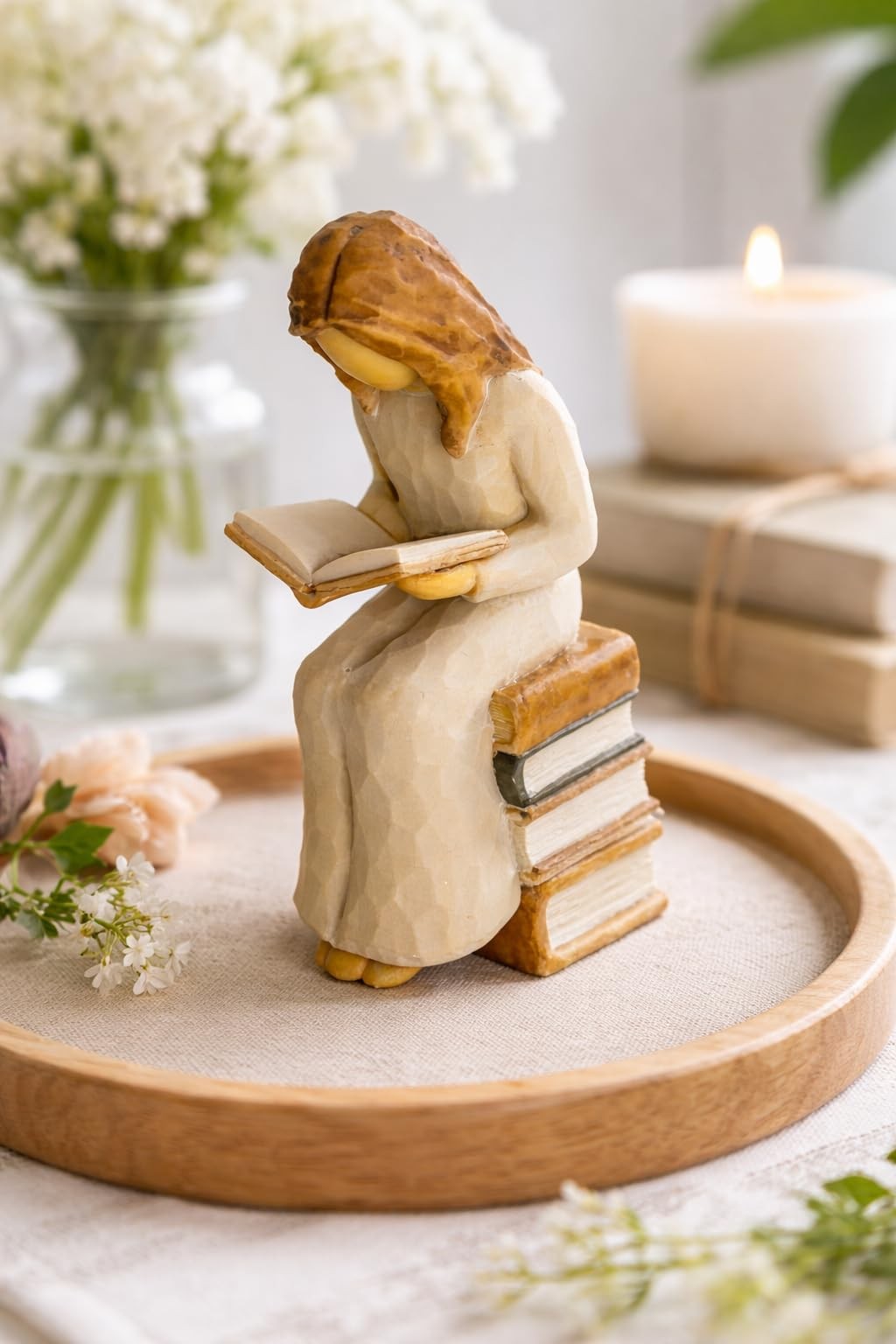 6 Inch Reading Girl Figurine Book Lover Sculpture Home Office Decor Gift