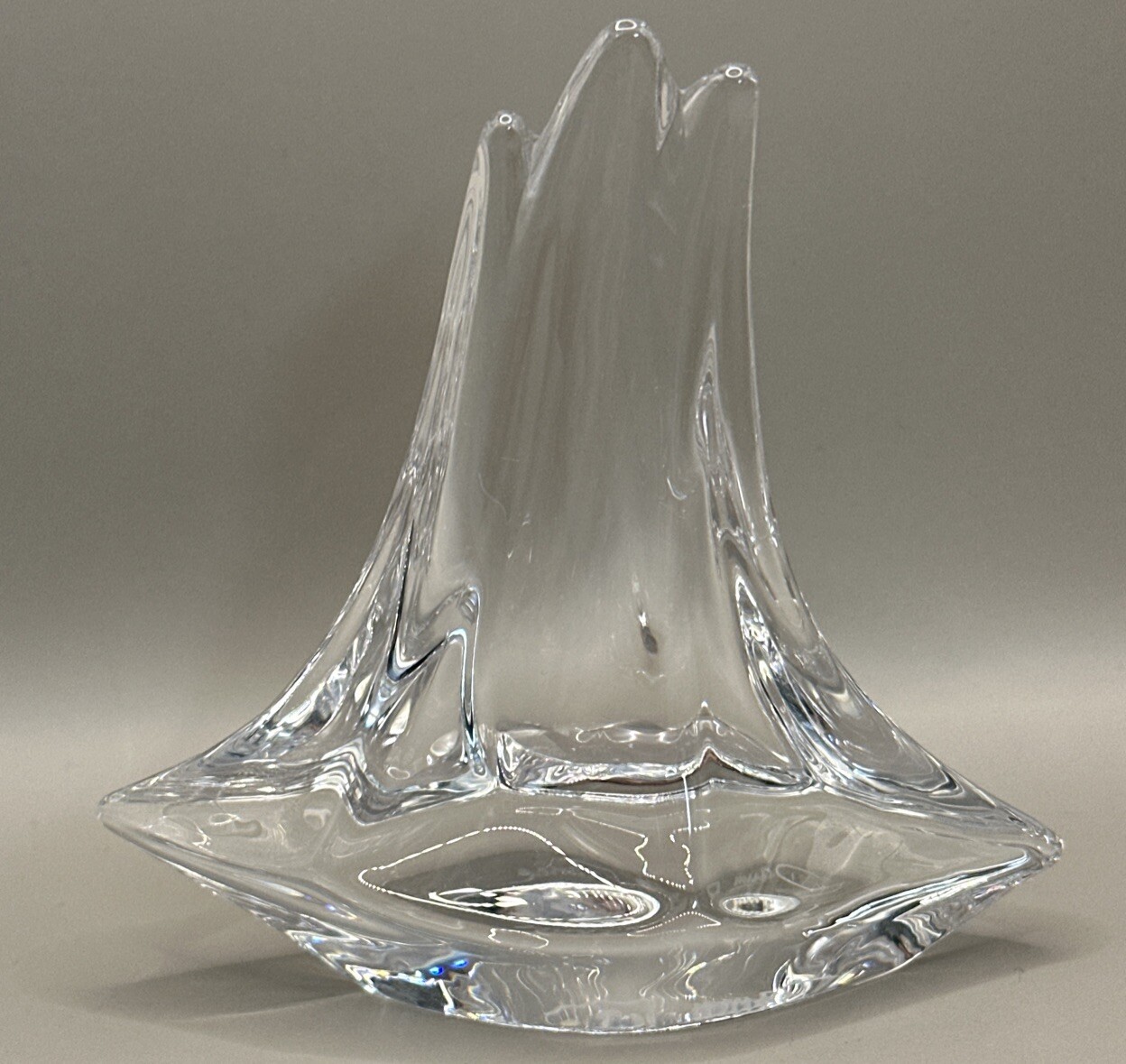 Daum French Sailboat Paperweight Art Glass/Crystal Three Mast Sculpture 4″