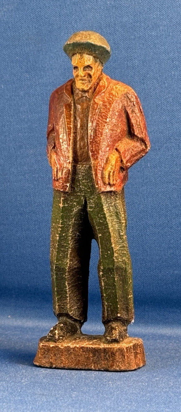 Wood Standing Man Figure Handmade Folk 5.25″