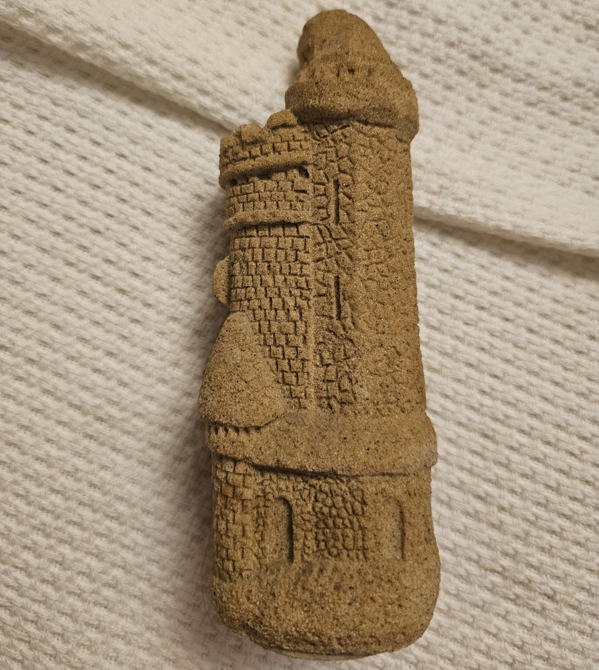 Brown Stone Castle Tower Figurines Set of 2 Textured Architecture Decor